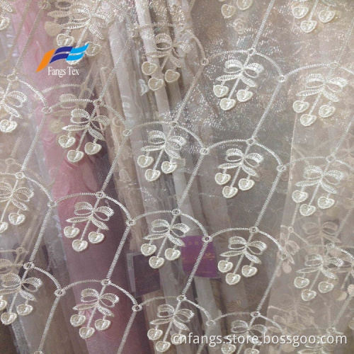 Fancy Embroideted Sheer Voile Window Curtain Fabric